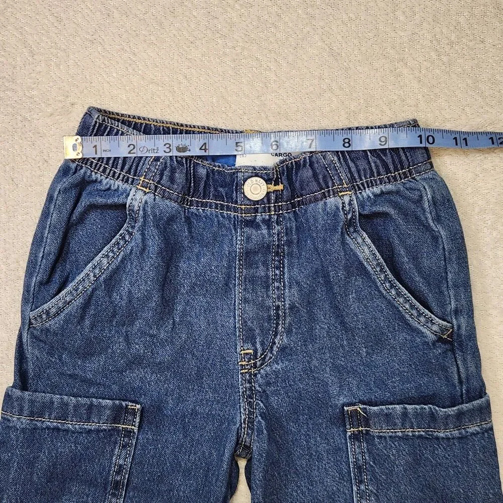 Old Navy Girls Size 5 High Rise Wide Leg Denim Jeans Bundle Cargo Adjustable